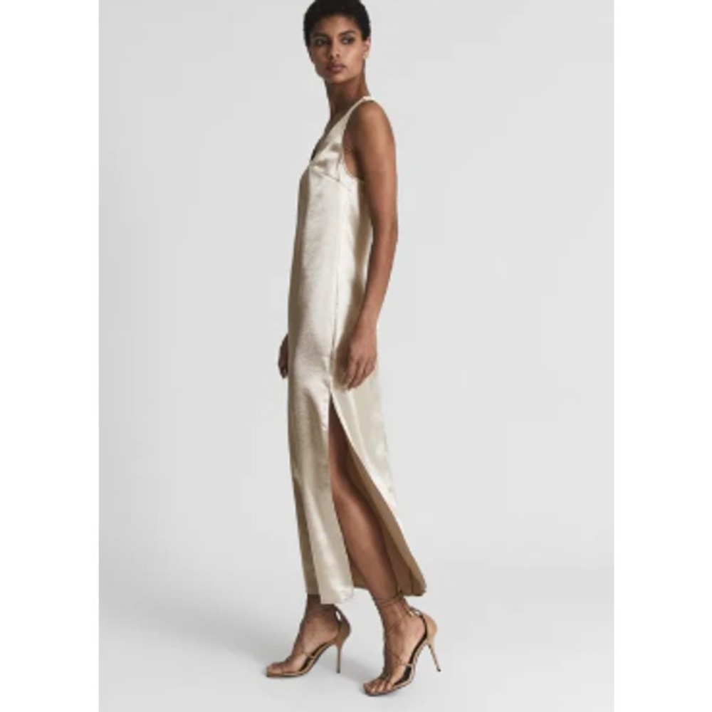 REISS Lottie Metallic Maxi Dress Size 6 New with Tags - Picture 6 of 12